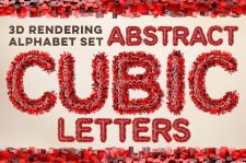 3D立体红色字母平面素材合辑3D Cubic Red Letters Pack