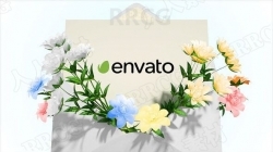 立体花卉开放盛开效果贺卡展示动画AE模板
