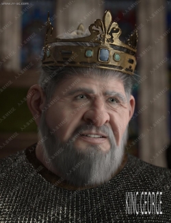 中世纪国王乔治肥胖身体胡须头发3D模型