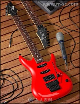 现代炫酷的吉他和音乐器材道具3D模型合辑