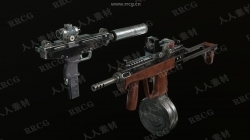 游戏冲锋手枪突击机关手枪高精度3D模型
