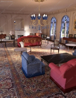 巴洛克风复古典雅客厅设施3D模型