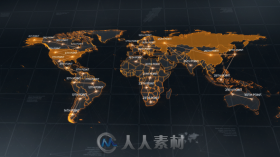 创意霓虹世界地图光线连接信息展示幻灯片AE模板 Videohive World Map 18811993
