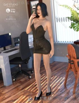 女性三件式性感秘书服装3D模型合辑
