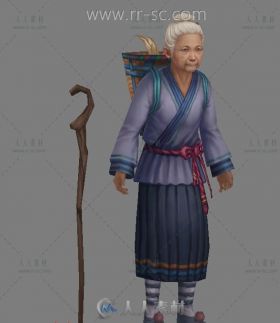 慈祥的村民老妇人3D模型