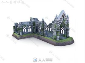 中世纪大教堂废墟历史环境模型Unity3D素材资源