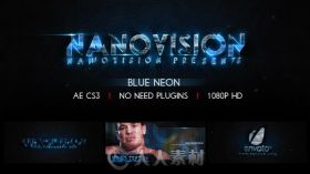 蓝色的霓虹灯特效标题动画AE模板 Videohive Blue Neon V.1 6030075