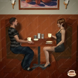 简单复古咖啡厅座位沙发设施3D模型