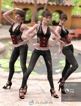 现代女性时尚全身姿势3D模型合辑