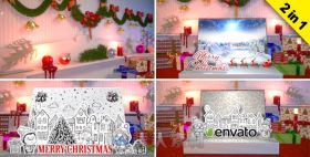 神奇的圣诞书展开显示圣诞世界幻灯片AE模板Videohive Christmas Book Creator 191...
