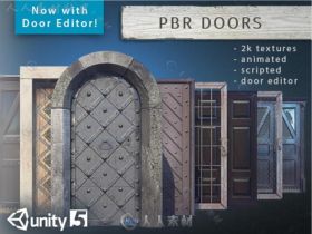 PBR动画门室内道具模型Unity3D素材资源