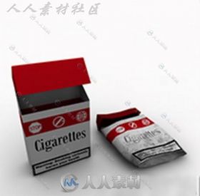 C4D时尚个性国外香烟盒模型