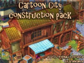 幻想中世纪卡通小镇建筑3D模型Unity游戏素材资源