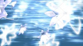 蓝色水波中旋转飞舞的白色美丽花朵视频素材