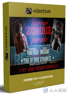 恐怖震撼僵尸游行片头视频包装AE模版 Videohive Horror Zombie Parade 5791718