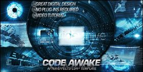 超酷科技代码展示视频影视片头AE模板 Videohive Code Awake 170691