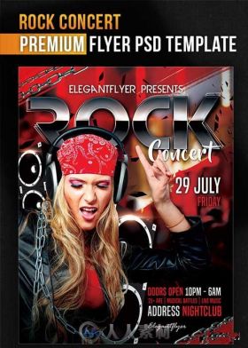 摇滚中心活动海报展示PSD模板Rock_Concert+Facebook_Cover_D001