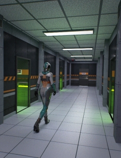 科幻主题室内场景封闭走廊3D模型合集