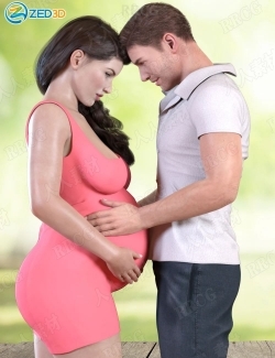 孕妇日常夫妻互动自然姿势3D模型合集
