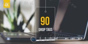 创意吊牌标签图片文字信息展示幻灯片产品宣传AE模板Videohive 90 Drop Tags 19980498