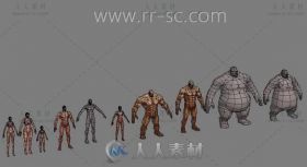 各种标准体型的裸模人物角色3D模型