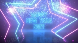 霓虹灯效果新年倒计时祝福展示动画AE模板