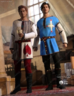 中世纪男性宫廷基督教徒服饰样式花纹3D模型