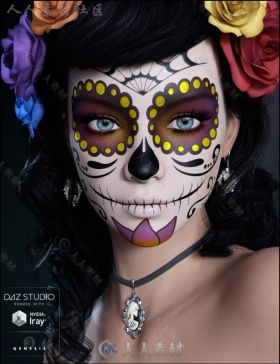神秘恐怖的女性脸部小丑化妆3D模型合辑