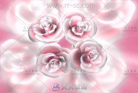 浪漫立体的粉银色玫瑰花旋转展示视频素材