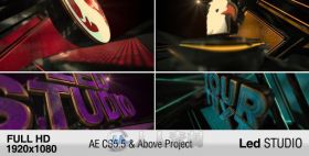 时尚舞台3D标志标题动画AE模板 Videohive LED Studio Logo 6474892