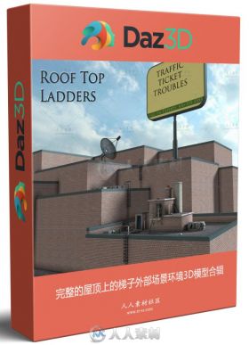 完整的屋顶上的梯子外部场景环境3D模型合辑