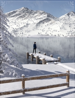 冬季结冰湖泊路面场景3D模型合集