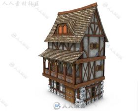 中世纪建筑连栋房屋历史环境模型Unity3D素材资源