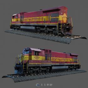 红色火车车头3D模型