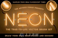 真实霓虹灯平面设计矢量素材Ai模板Neon - Realistic Brush Set