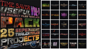 25组超级霸气震撼英雄风格的3D标题AE模板Videohive 25 SuperHero Trailer Titles ...
