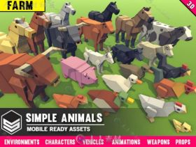简单卡通农场动物角色Unity游戏素材资源