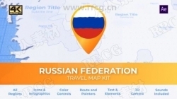 俄罗斯旅游形象有趣立体动画3D地图展示动画AE模板