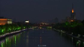 杨州大运河从黑夜到清晨延时实拍视频素材