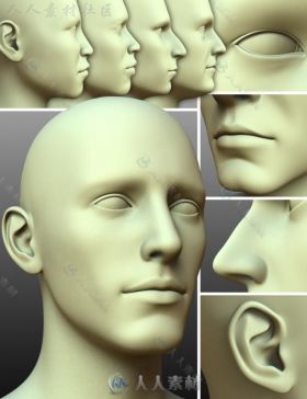 超精细的男性的头部和面部3D模型合辑