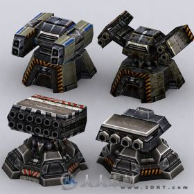 unity3d游戏模型Wargear Turrets超级地面炮塔模型