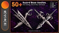50组逼真剑游戏武器3D模型合集
