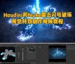 Houdini和Nuke雷击闪电破坏视觉特效制作视频教程