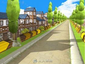 无缝循环的卡通赛道和车道环境3D模型Unity游戏素材资源