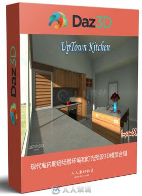 现代室内厨房场景环境和灯光预设3D模型合辑