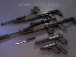 静音狙击步枪3D模型道具Unity游戏素材资源