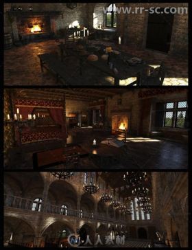 幻想中世纪室内建筑室内场景环境3D模型合辑