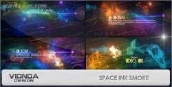 多组色彩斑斓空间水墨烟尘流动标题动画AE模板