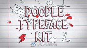 时尚文字涂鸦字幕标题幻灯片动画AE模板  Videohive Doodle Typeface Kit 12324543