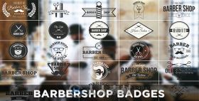 现代时尚理发店徽章动画展示幻灯片AE模板 Videohive Barbershop Badges 15166956